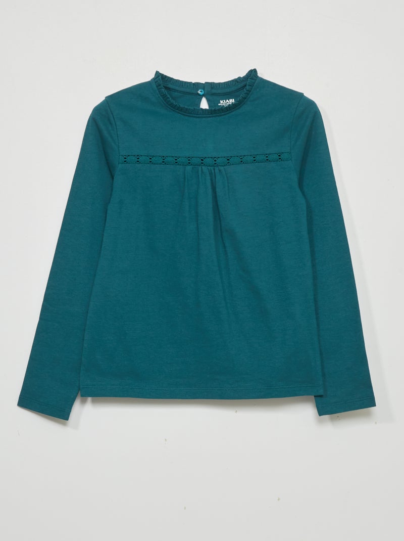 Camiseta con encaje en las mangas VERDE - Kiabi