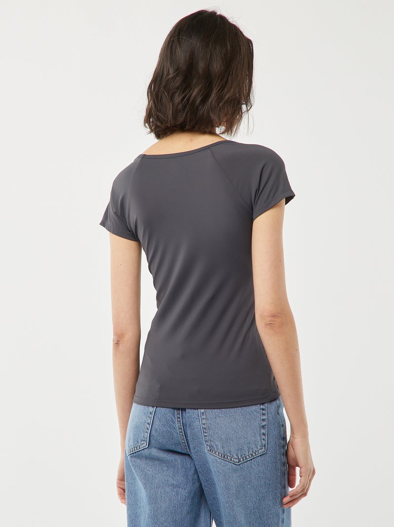 Camiseta con escote redondo pronunciado AZUL - Kiabi
