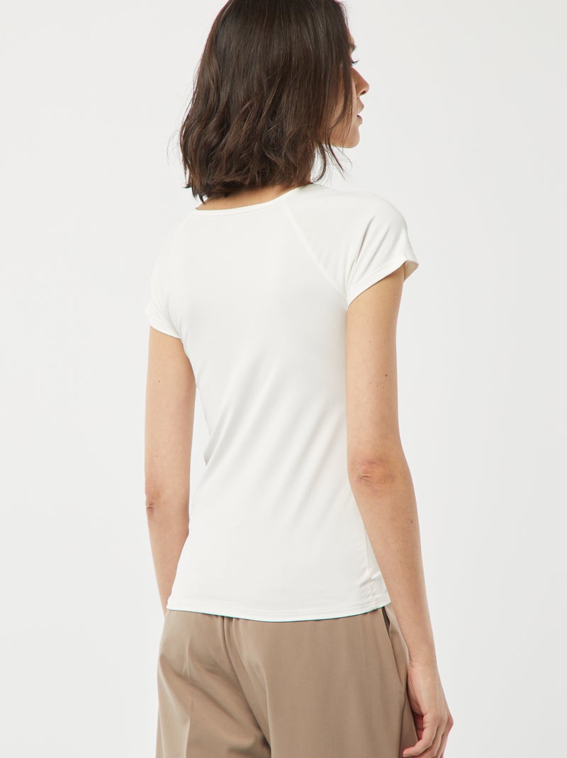 Camiseta con escote redondo pronunciado BLANCO - Kiabi