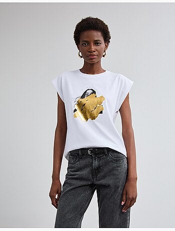 Camiseta con estampado de aluminio, mo fashion