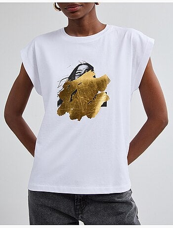 Camiseta con estampado de aluminio, mo fashion