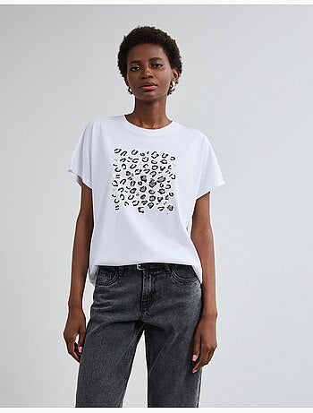 Camiseta con estampado de aluminio, mo fashion