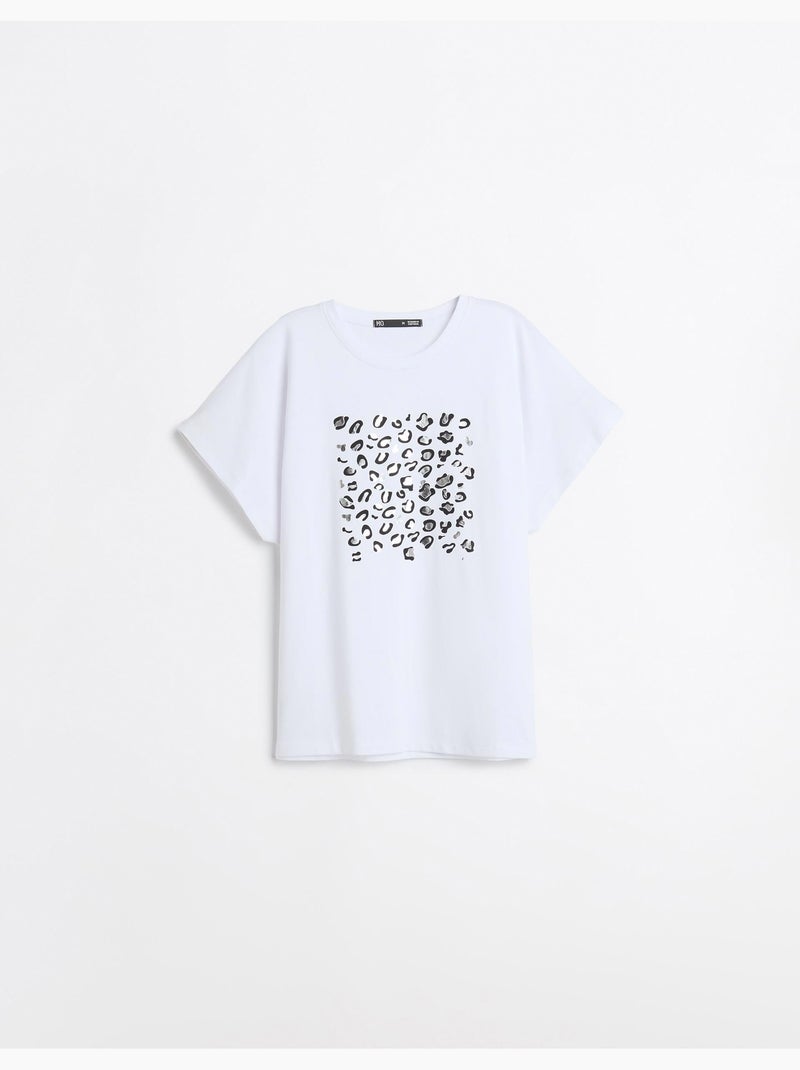 Camiseta con estampado de aluminio, mo fashion Blanco - Kiabi