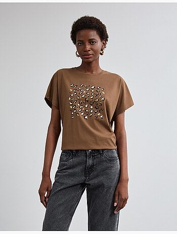 Camiseta con estampado de aluminio, mo fashion