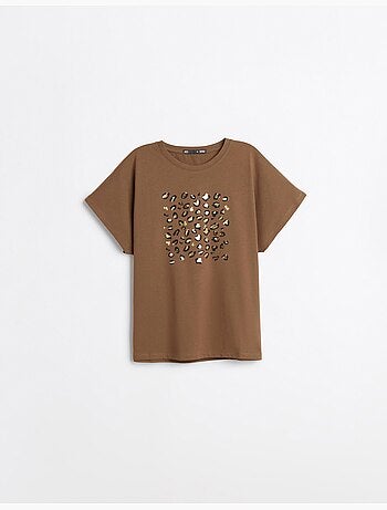 Camiseta con estampado de aluminio, mo fashion