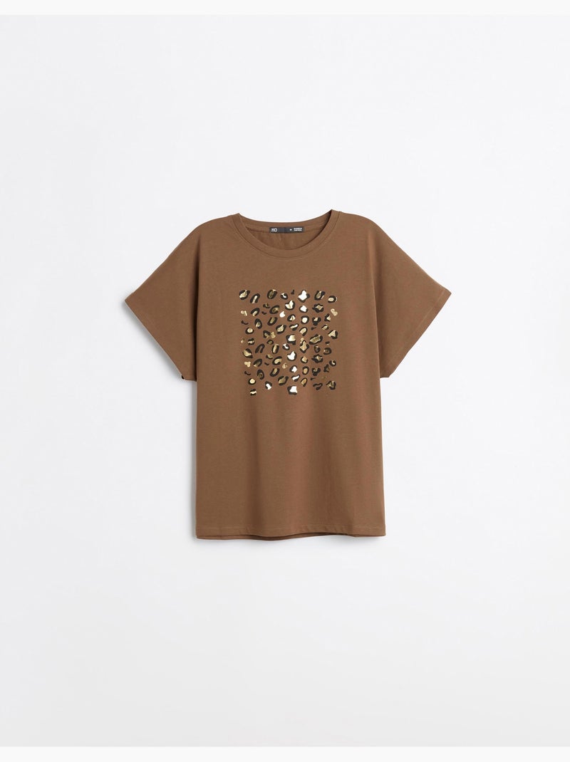 Camiseta con estampado de aluminio, mo fashion Marrón - Kiabi