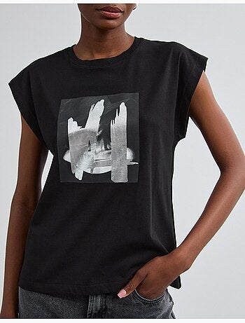 Camiseta con estampado de aluminio, mo fashion