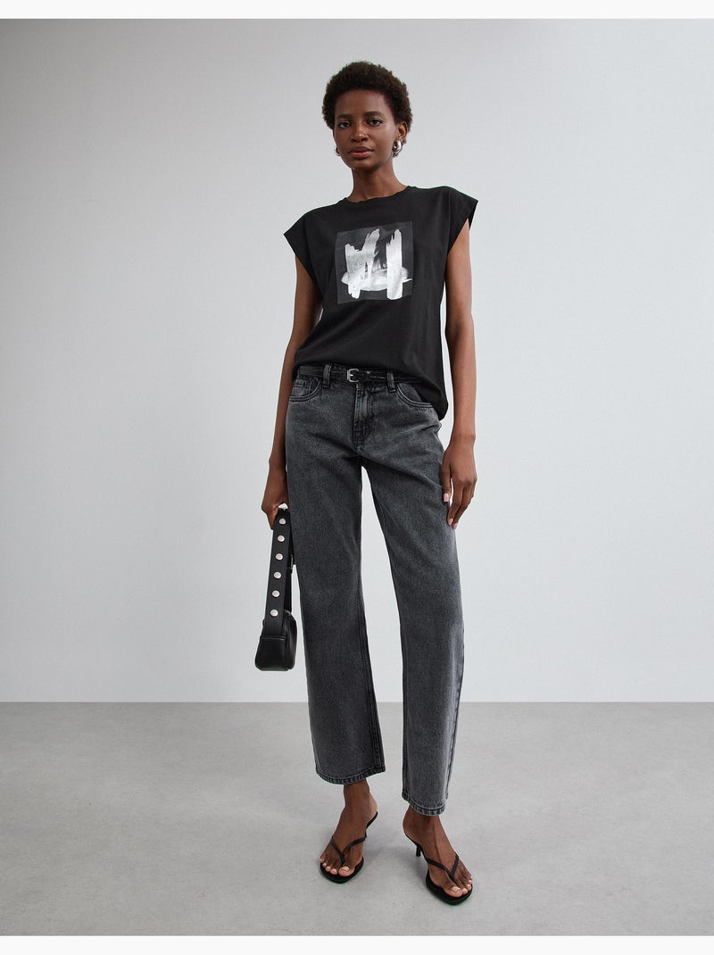 Camiseta con estampado de aluminio, mo fashion Negro - Kiabi