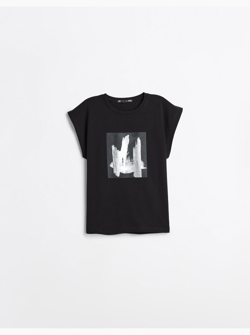 Camiseta con estampado de aluminio, mo fashion Negro - Kiabi