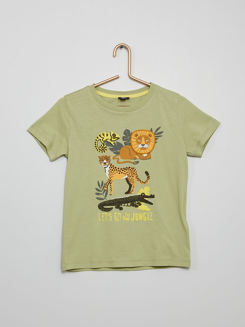Camiseta con estampado de 'animales' con relieve VERDE - Kiabi