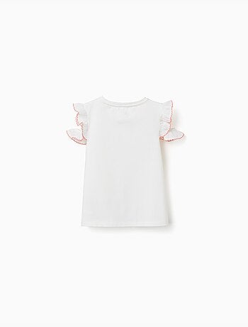 Camiseta con estampado de azulejo y mangas con volantes