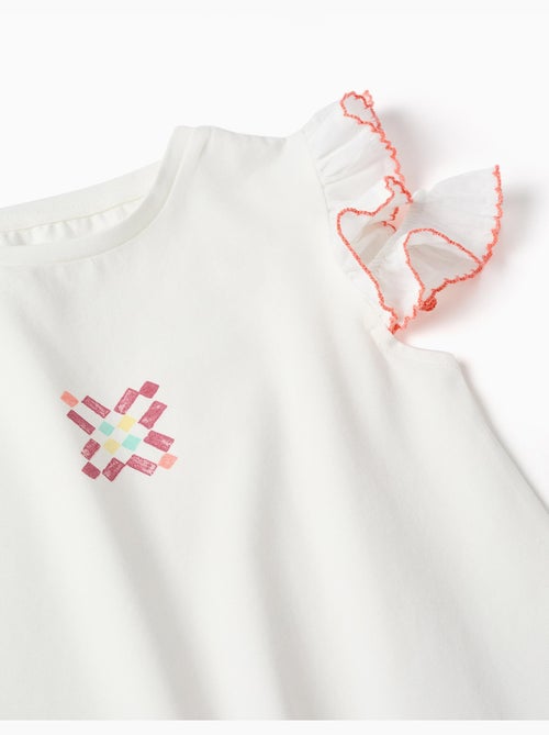 Camiseta con estampado de azulejo y mangas con volantes - Kiabi Camiseta con estampado de azulejo y mangas con volantes - Kiabi