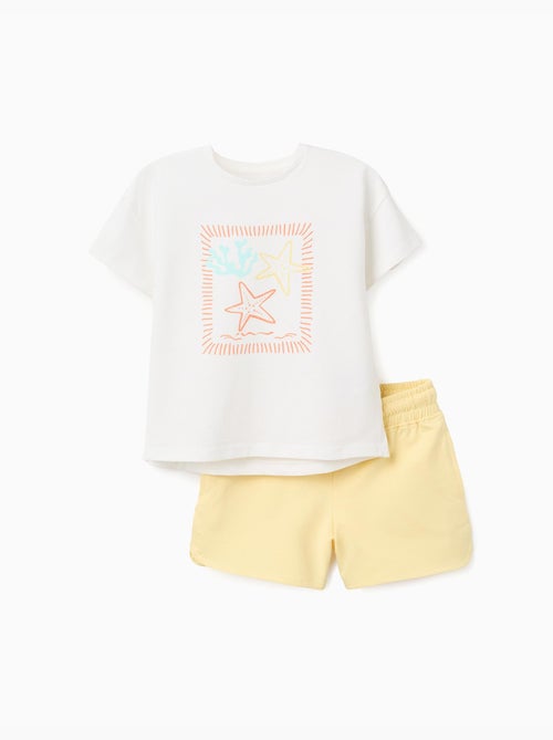 Camiseta con estampado de estrella de mar + pantalón corto de algodón - Kiabi