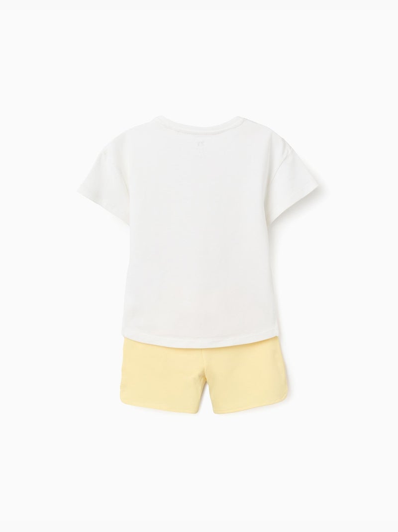 Camiseta con estampado de estrella de mar + pantalón corto de algodón Amarillo claro - Kiabi