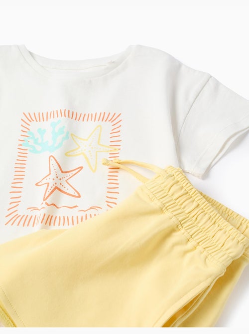 Camiseta con estampado de estrella de mar + pantalón corto de algodón - Kiabi