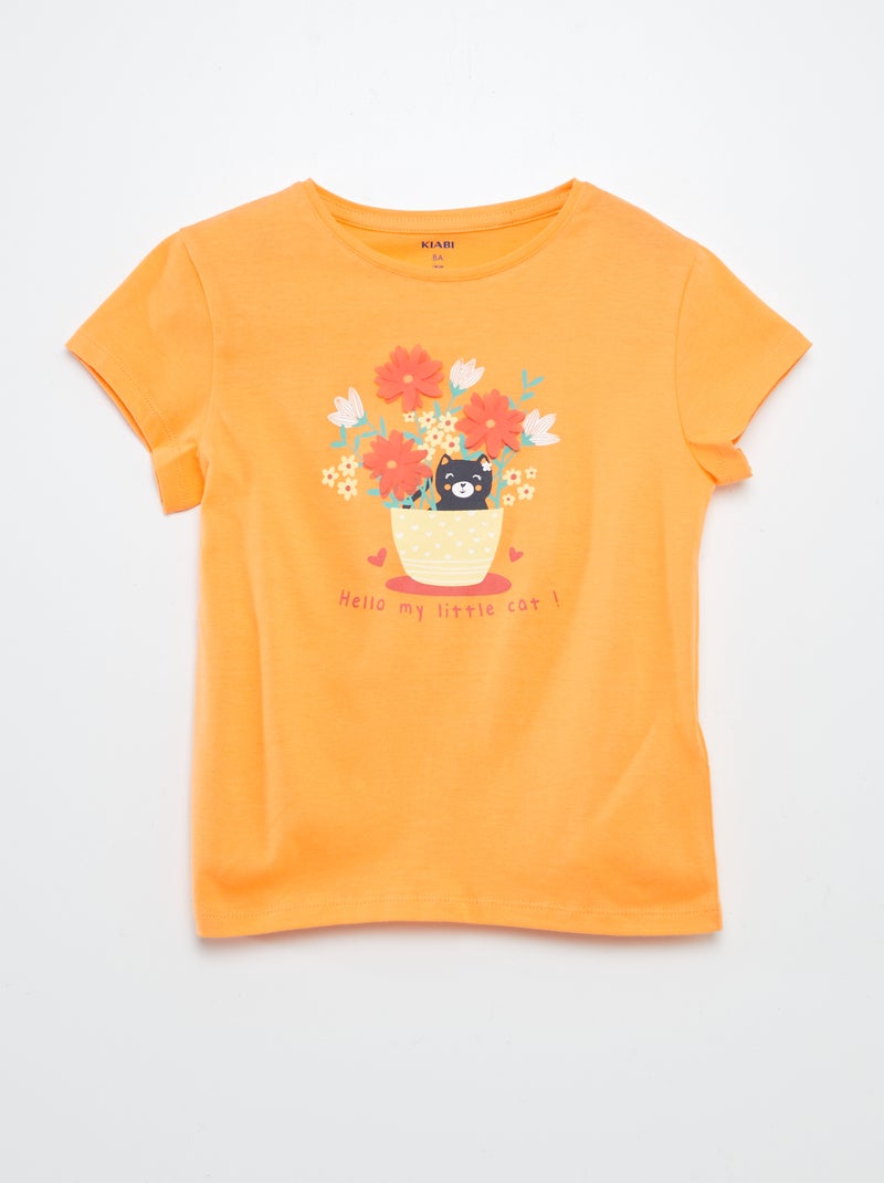 Camiseta con estampado de fantasía NARANJA - Kiabi