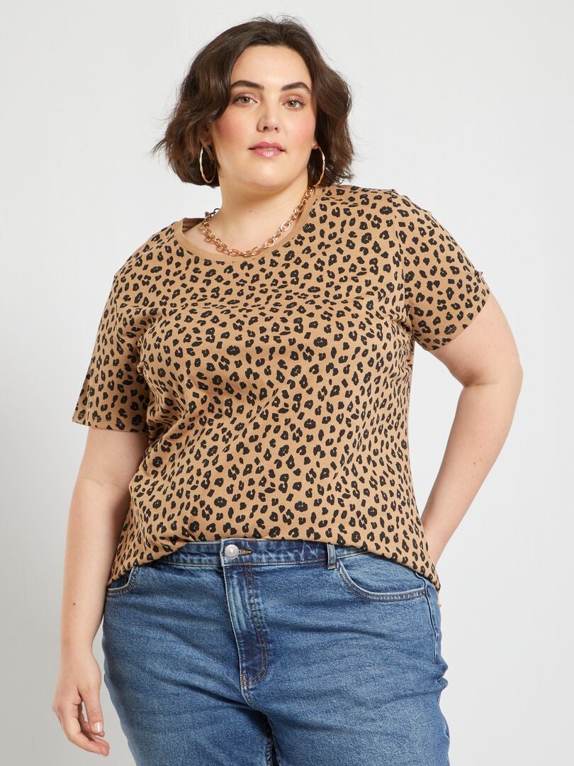 Camiseta estampado de leopardo - BEIGE - - 3.00€
