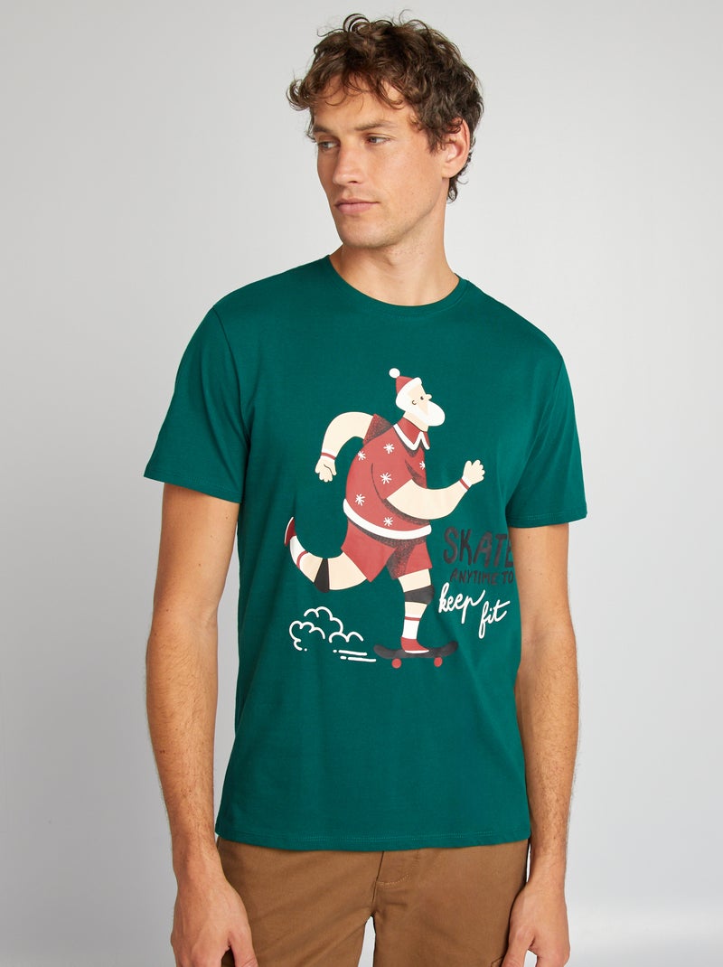 Camiseta con estampado de Navidad BLANCO - Kiabi