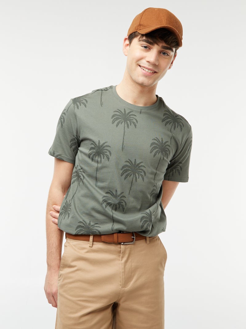 Camiseta con estampado de palmeras Verde - Kiabi