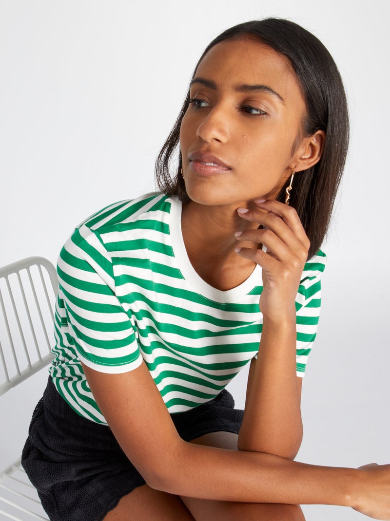 Camiseta con estampado de rayas VERDE - Kiabi