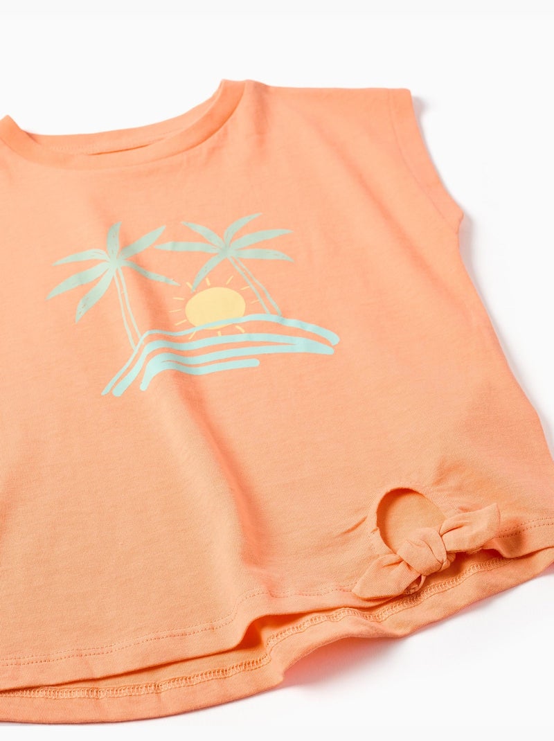 Camiseta con estampado de sol y palmeras Naranja - Kiabi