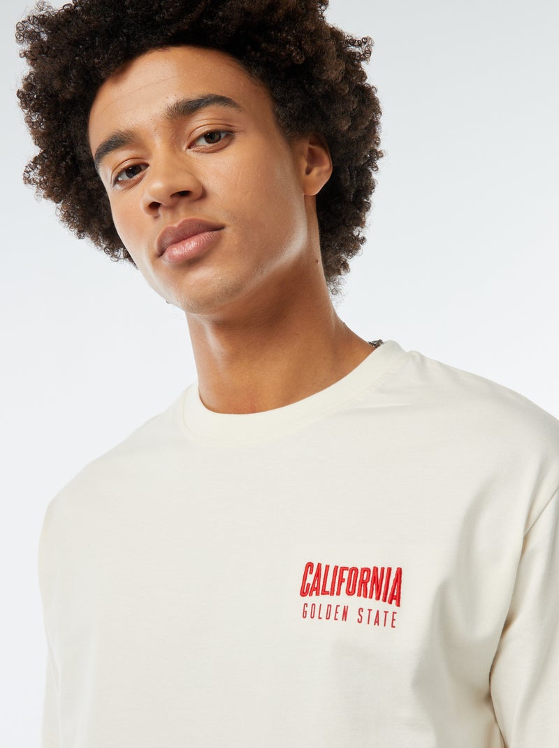 Camiseta con estampado en el pecho BEIGE - Kiabi