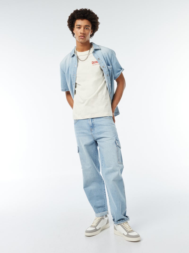 Camiseta con estampado en el pecho BEIGE - Kiabi