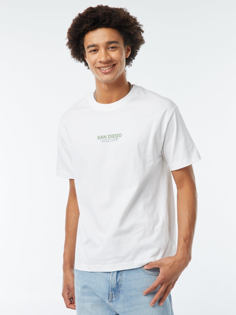 Camiseta con estampado en el pecho Blanco - Kiabi