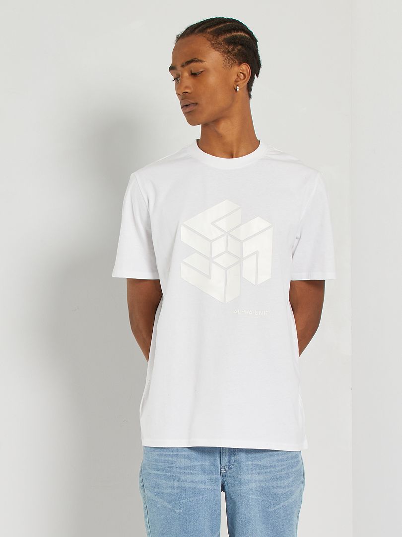 Camiseta con estampado en relieve BLANCO - Kiabi