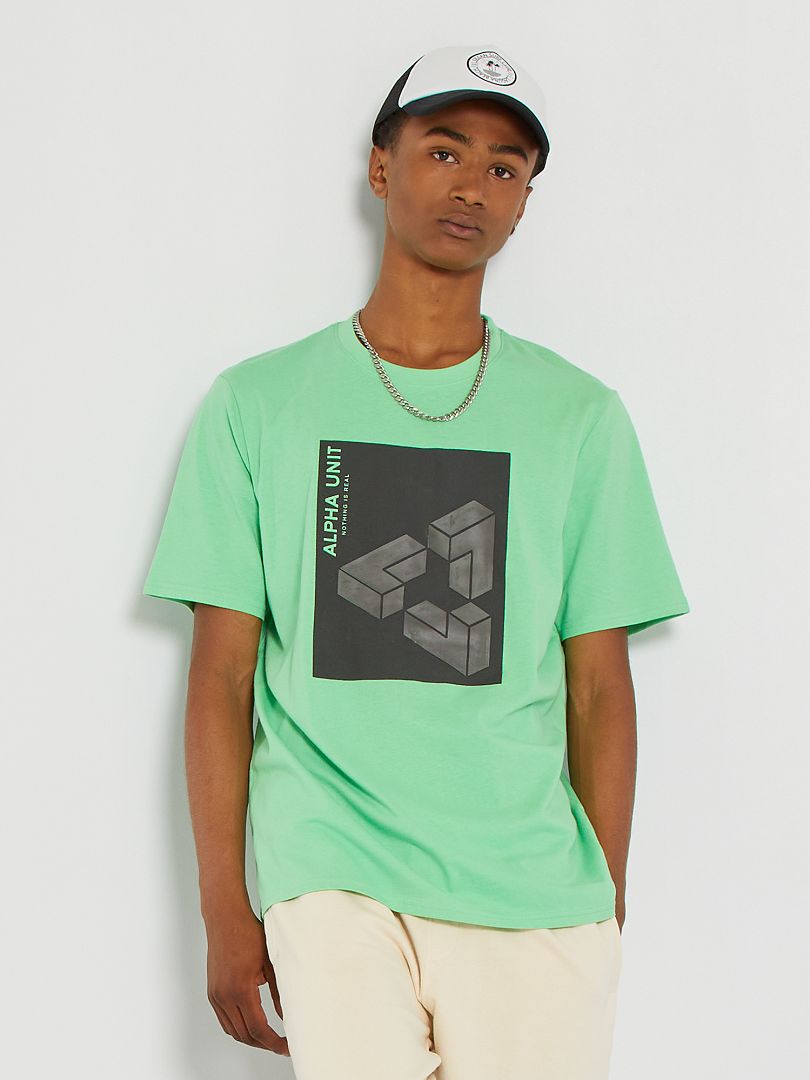 Camiseta con estampado en relieve VERDE - Kiabi