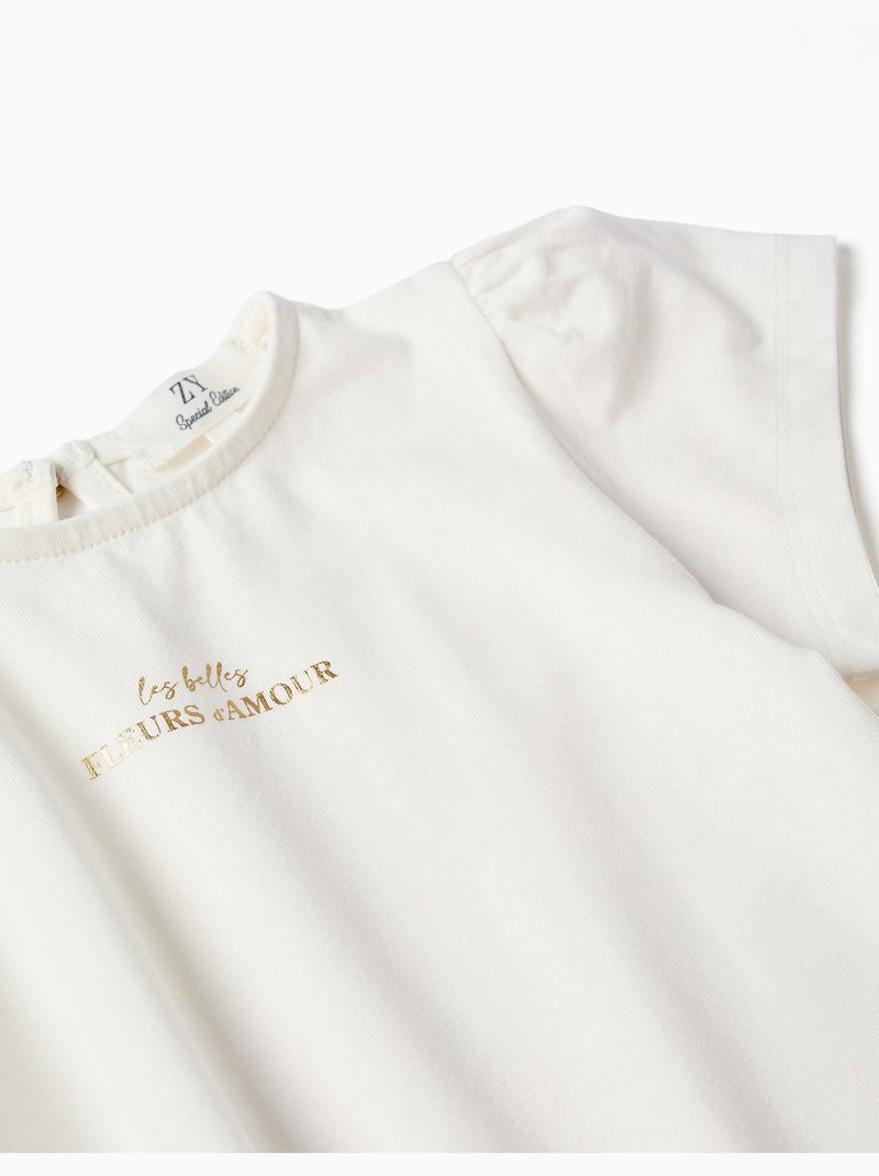 Camiseta con estampado Fleurs d'Amour Blanco - Kiabi