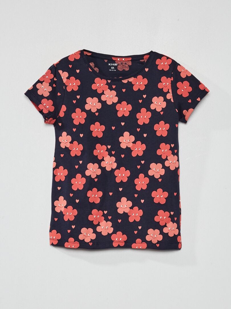 Camiseta con estampado 'floral' AZUL - Kiabi