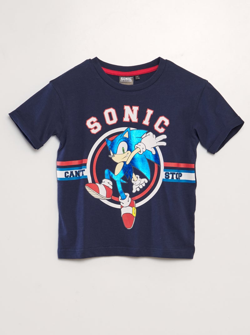 Camiseta con estampado metalizado 'Sonic' AZUL - Kiabi