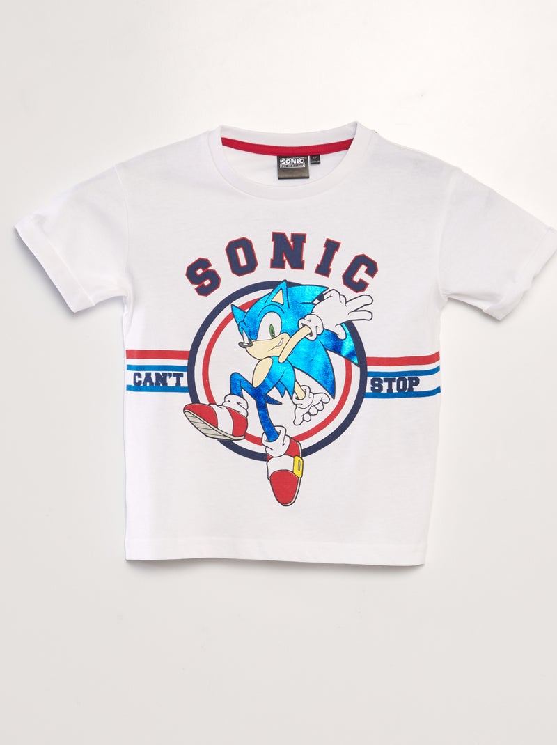 Camiseta con estampado metalizado 'Sonic' blanco - Kiabi