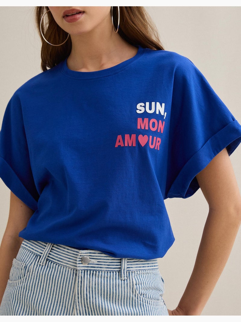Camiseta con estampado, MO Fashion Azul - Kiabi