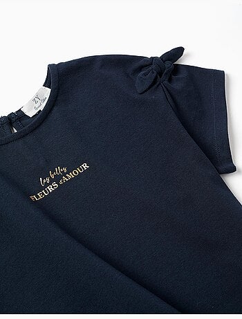 Camiseta con estampado y nudos decorativos