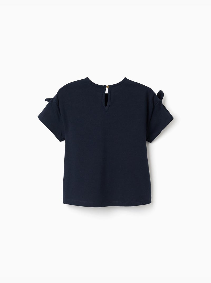 Camiseta con estampado y nudos decorativos Azul Azul - Kiabi