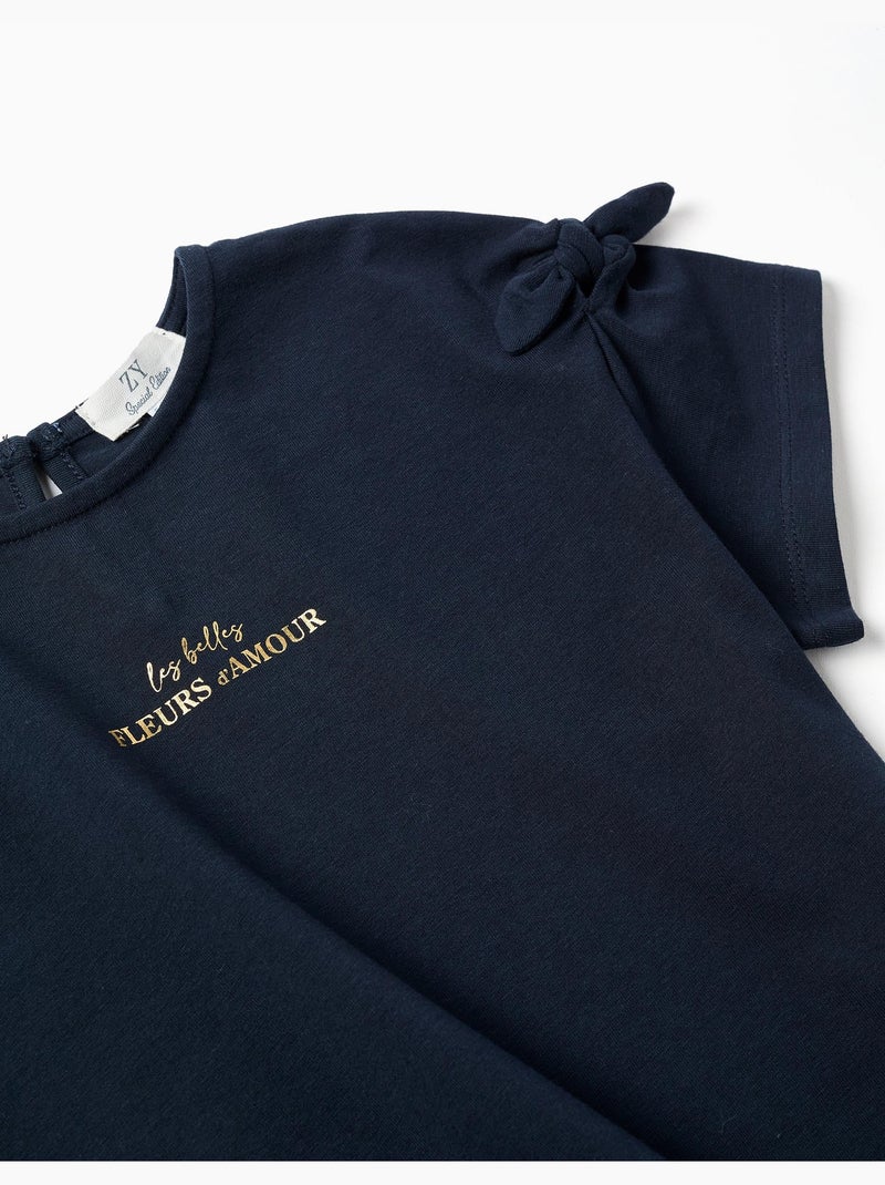 Camiseta con estampado y nudos decorativos Azul Azul - Kiabi