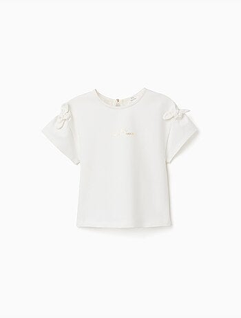 Camiseta con estampado y nudos decorativos