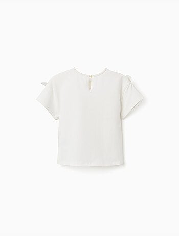 Camiseta con estampado y nudos decorativos