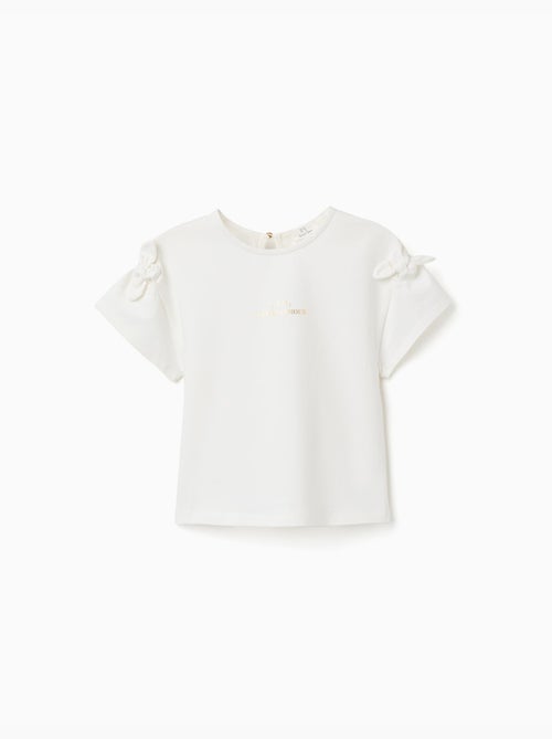 Camiseta con estampado y nudos decorativos - Kiabi Camiseta con estampado y nudos decorativos - Kiabi