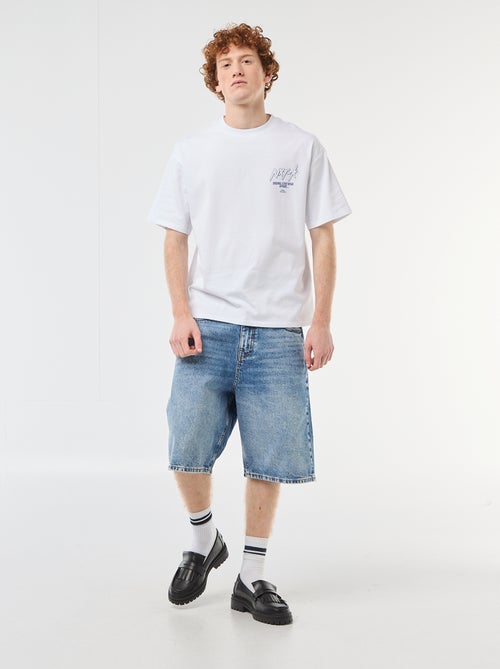 Camiseta con estampados delante y detrás en algodón liso - Kiabi