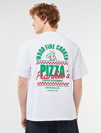 Camiseta con estampados delante y detrás en algodón liso