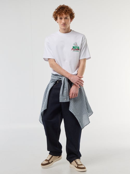 Camiseta con estampados delante y detrás en algodón liso - Kiabi