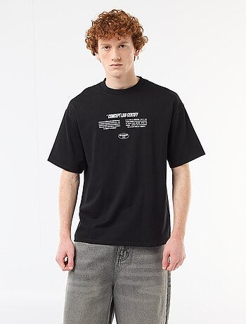 Camiseta con estampados delante y detrás en algodón liso