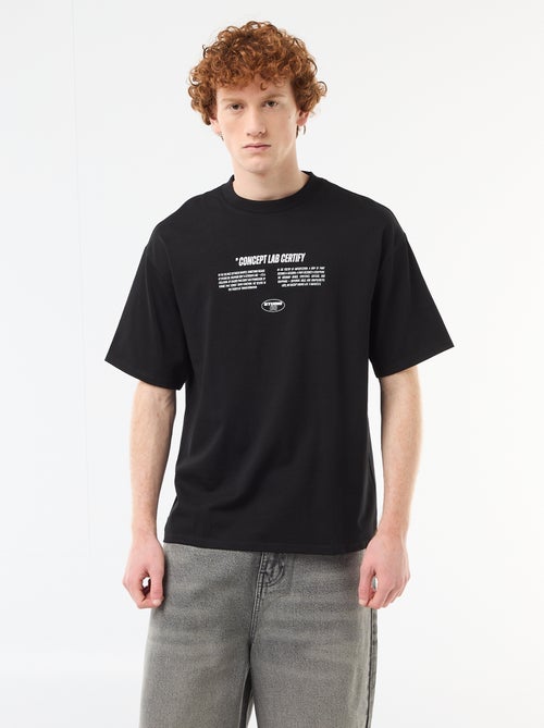 Camiseta con estampados delante y detrás en algodón liso - Kiabi