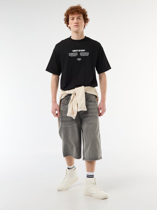 Camiseta con estampados delante y detrás en algodón liso - Kiabi