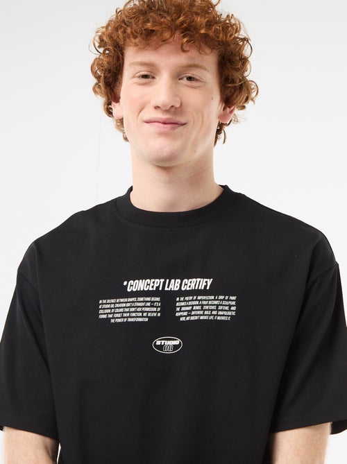 Camiseta con estampados delante y detrás en algodón liso - Kiabi