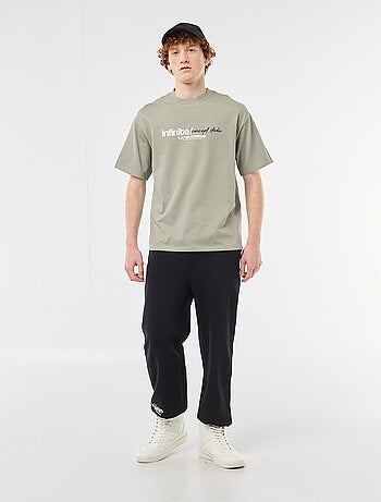 Camiseta con estampados delante y detrás en algodón liso