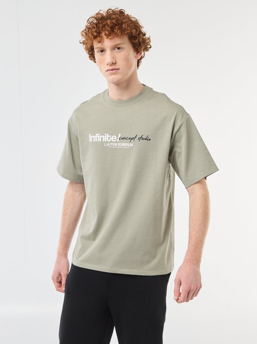 Camiseta con estampados delante y detrás en algodón liso - Kiabi